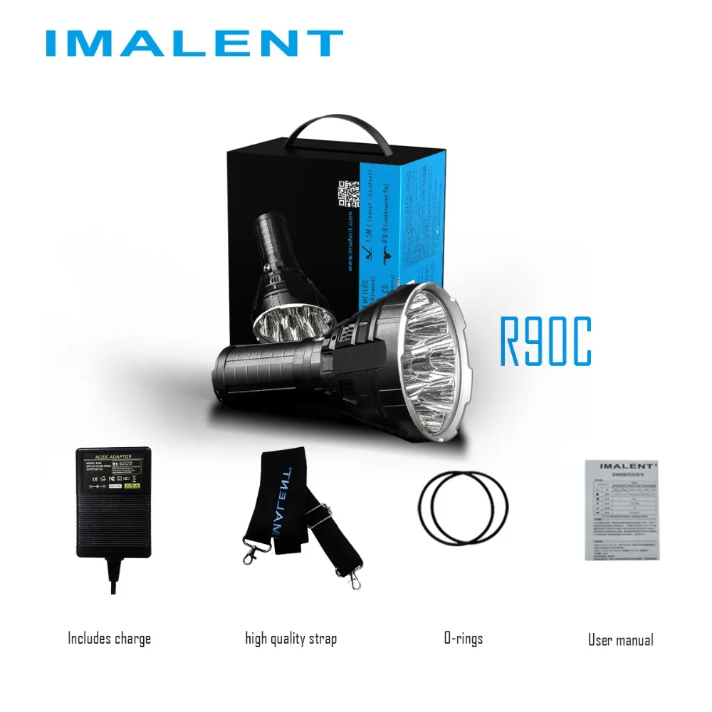 IMALENT R90C прожектор 9* CREE XHP35 HI LEDs max 20000 ручной фонарь длиной 1679 м с аккумулятором