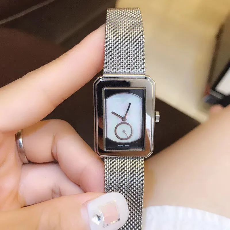 

Luxury Brand crystal boy friend Watch nature white grey shell Quartz Wrist watch Women girls rectangle stainless steel band