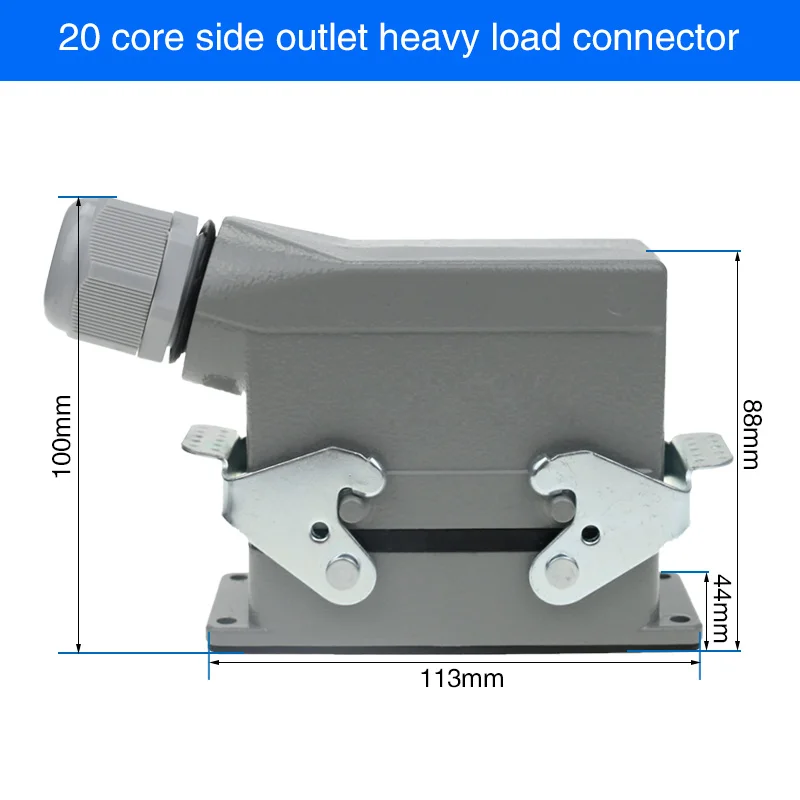 Сверхмощный разъем прямоугольный hdc-he-4/6/10/16/20/24/32/48 ядро промышленный водонепроницаемый авиационный разъем 16A сверху и сбоку - Цвет: 20 core lateral line