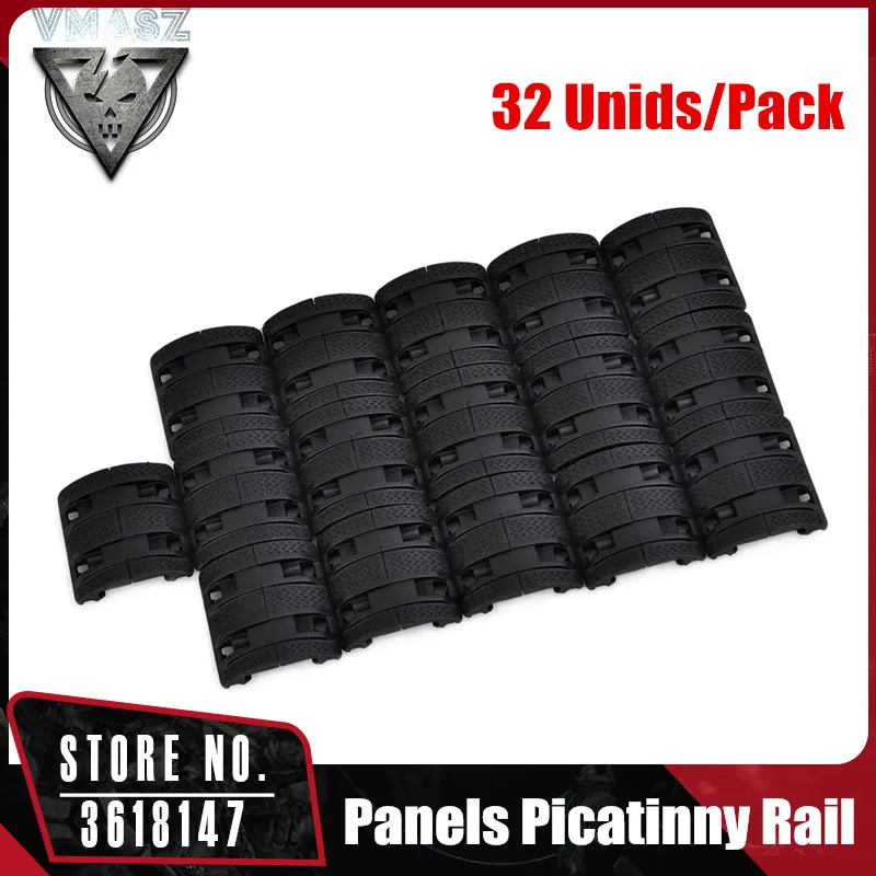 

VMASZ 32 Unids 1 Pack Tactical Airsoft Panels 20mm Picatinny Rail Handguard Cover Hunting Black Tan MP02066