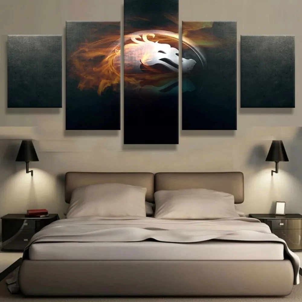 

5 Piece HD Print Mortal Kombat Characters Logo Cuadros Decoracion Paintings on Canvas Wall Art for Home Decorations Wall Decor