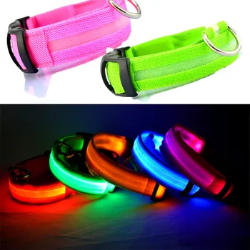 Nylon Pet Dog Collar LED Light Night Safety Light-up Flash Glowing in Dark Cat Collar LED Dog Collars Small Dogs Dog Accessories