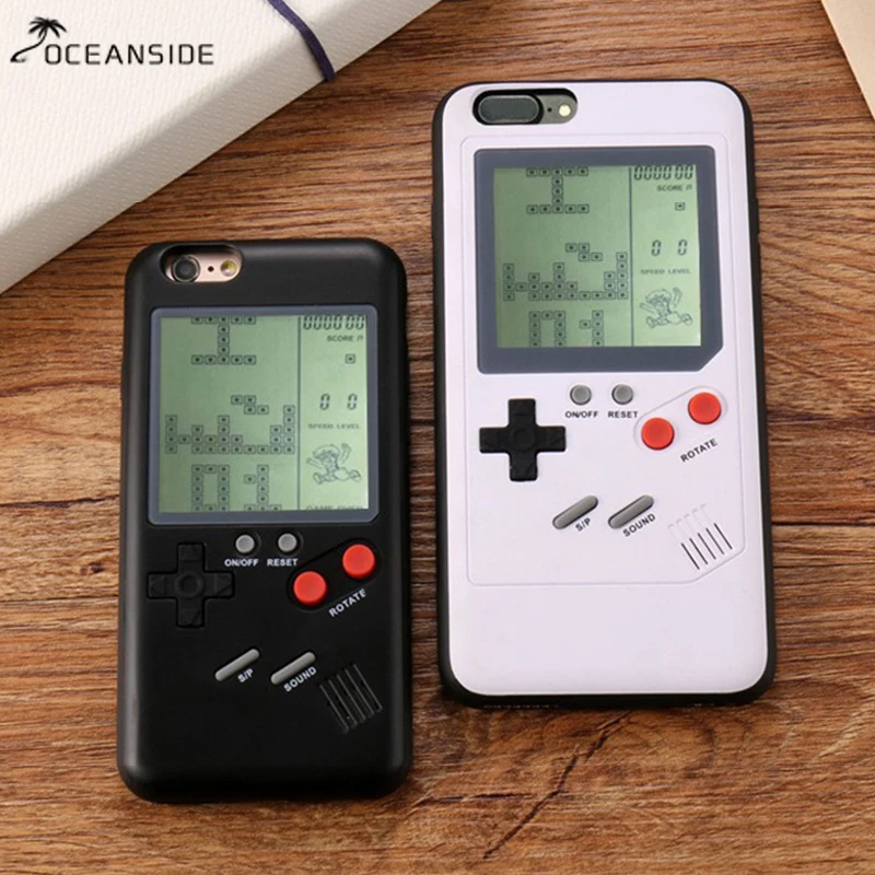 

Tetris Game Machine Phone Case For iPhone X 6 6S Plus Cover Black Game Console Case For iPhone 7 8 Plus X Capinha Fundas