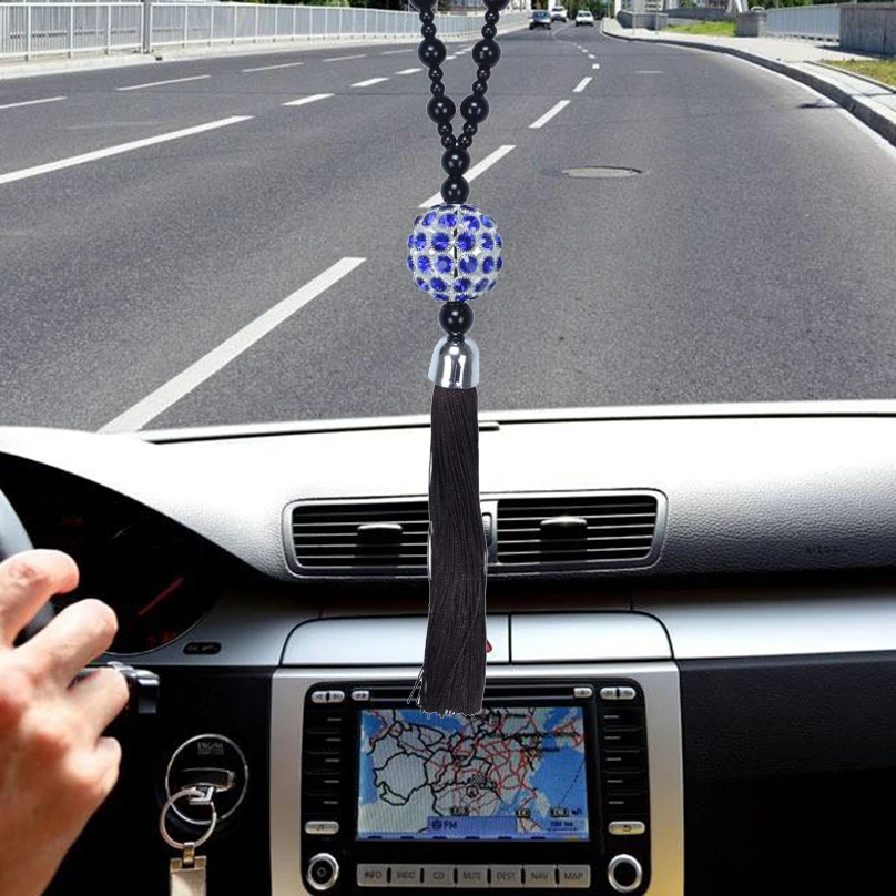 

Car Rearview Mirror Hanging Ornament Home Interior Decor Buddha Beads Crystal Ball Lucky Charm Pendant Hangings For Handbag