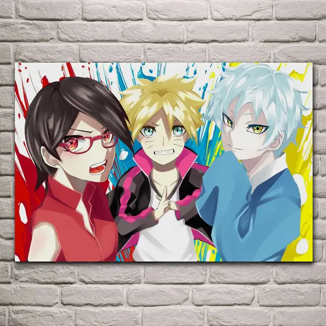 Anime Boruto Uzumaki Mitsuki Ninja Sarada Uchiha Sharingan Living Room Home Wall Art Decor Wood Frame Fabric Posters Kh302