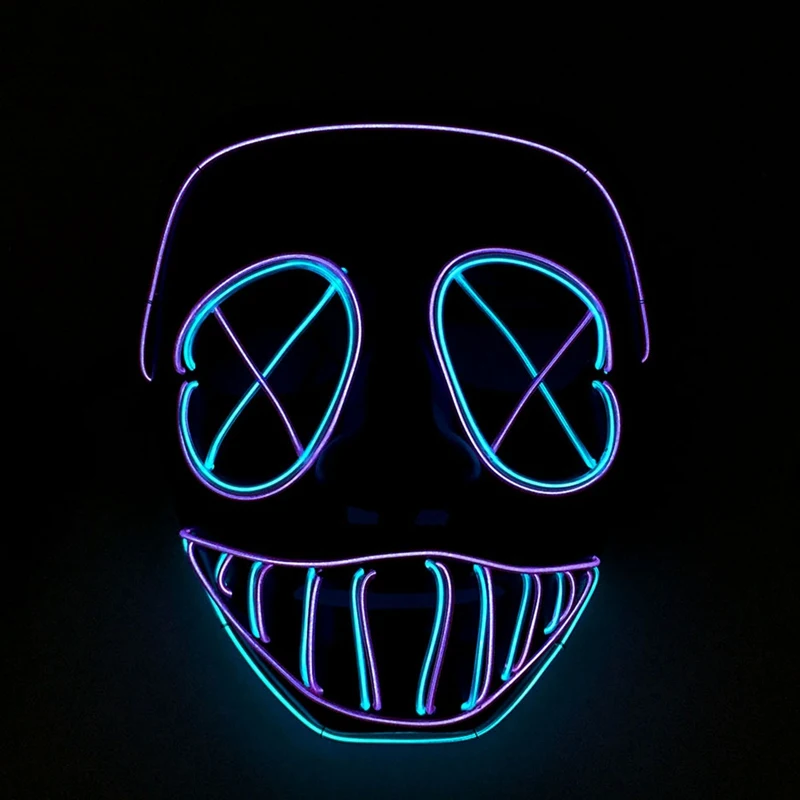 

New Halloween Mask LED Light Up Carnival Masks Neon Maska Party Big Mouth Eyes Stage Props Halloween Ghost Party Mask Adult Mask