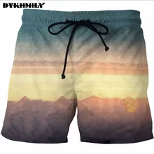 Dykhmily Новые поступления Для мужчин пляжные короткие штаны 3D принтом облака и Mountain Для Мужчин's Повседневное Пляжные шорты для будущих мам Лето быстросохнущая Купальники для малышек 3D