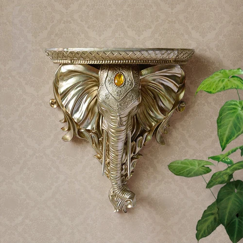 

European Creative Retro Elephant Resin Separator Shelf Wall Hanger Set Top Box Flower Layer Wall Shelf Hanging Home Decor Craft