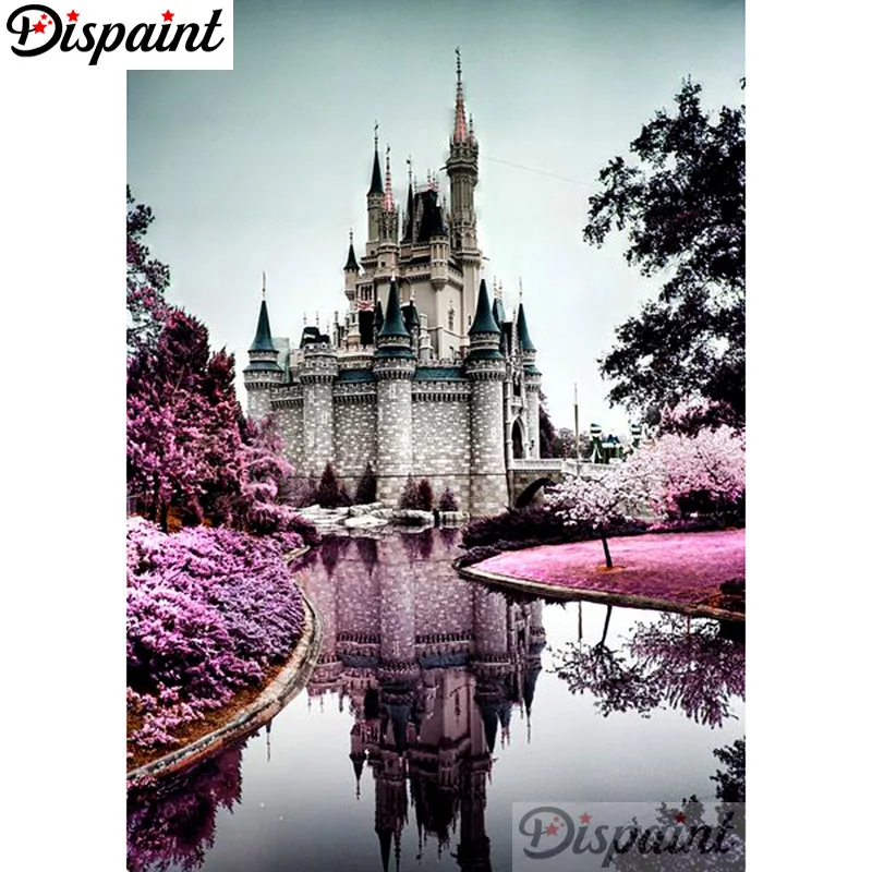 

Dispaint Full Square/Round Drill 5D DIY Diamond Painting "Castle flower scenery" Embroidery Cross Stitch 5D Home Decor A10476