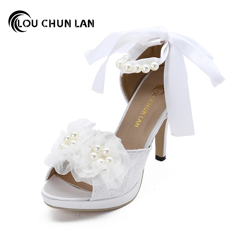 

LOUCHUNLAN Women Pumps Shoes Lace Peep Toe Wedding Shoes Ankle strap Bride high-heeled shoes Elegant shoes 277 Drop Shipping