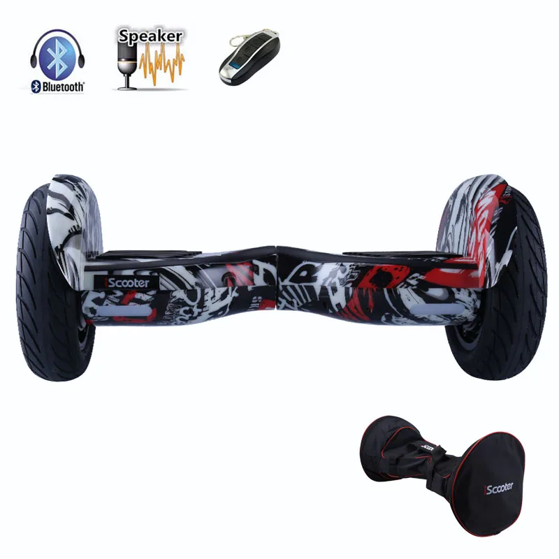 IScooter hoverboard bluetooth 10 дюймов двухколесный умный самобалансирующийся скутер электрический скейтборд с динамиком Hover board UL2722 - Цвет: Graffiti Black n bag