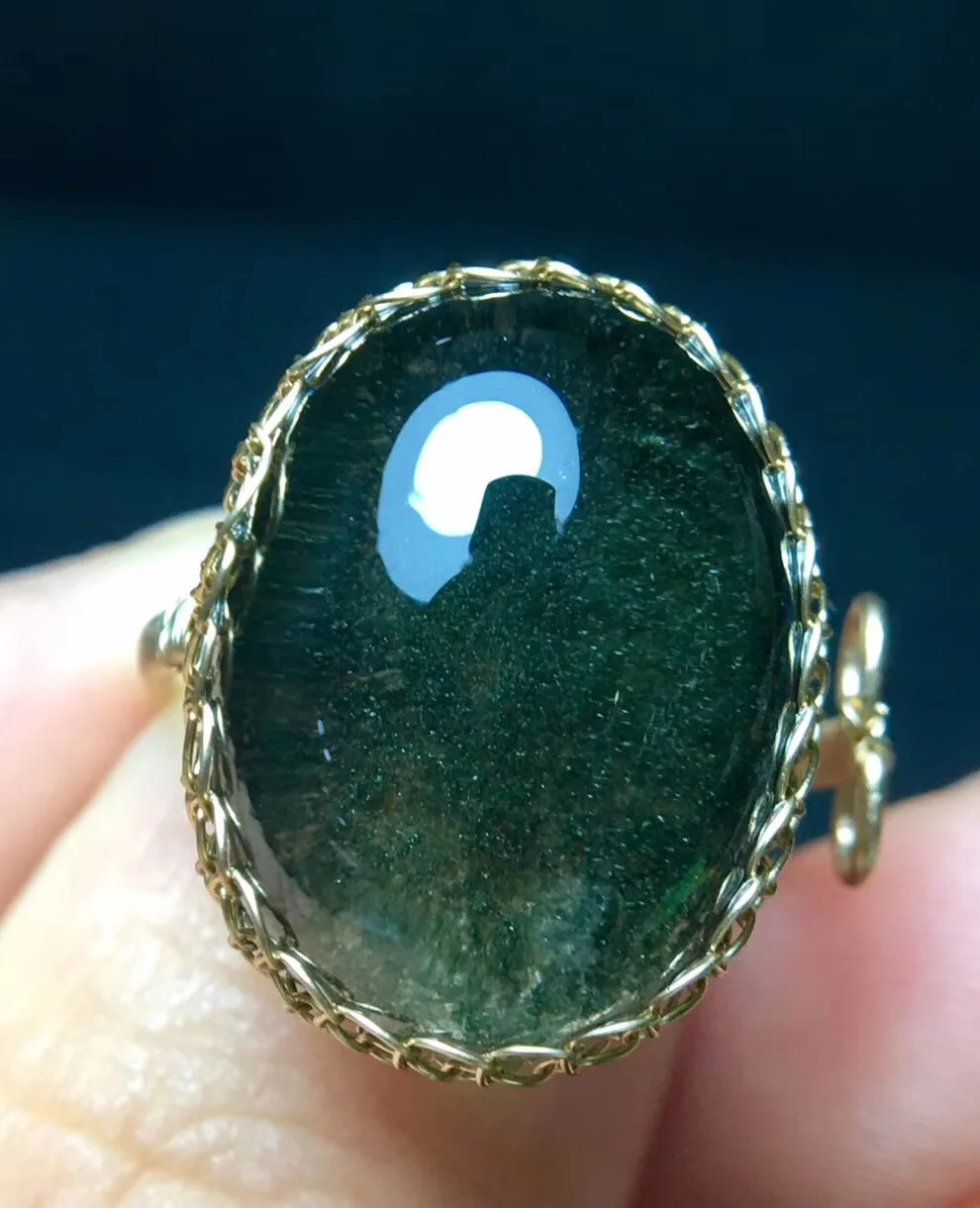 Natural Green Phantom Quartz Crystal Ring (2)