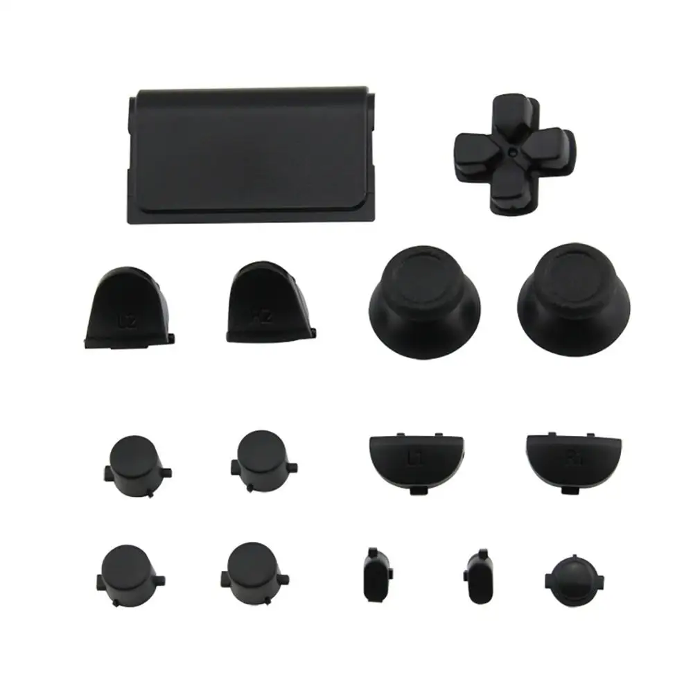 Полный Thumb stick кнопки комплект для PS4 контроллер пользовательские запасные части Хром блеск сплошной цвет - Цвет: Black