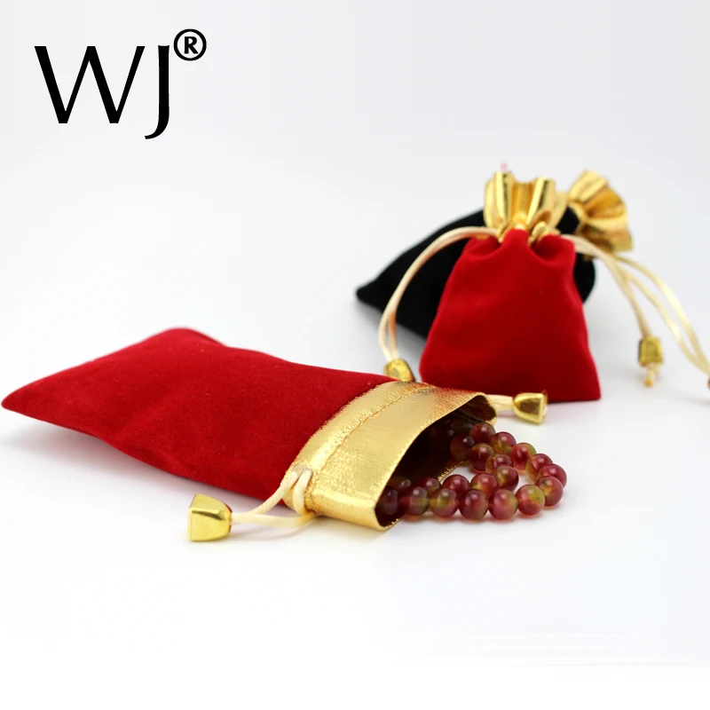 

Wholeslae 50pcs Red Black Jewelry Pouches Velvet Gift Bags Wedding Favors Ring Bracelet Pendant Necklace Storage Drawstring Case