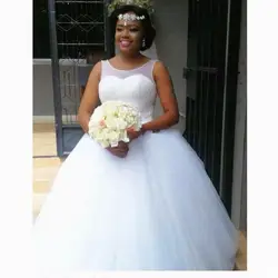 2019 Новое роскошное свадебное платье без рукавов с жемчугом, Африканский шар, большие размеры, Vestido De Novia