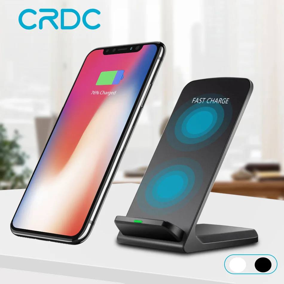 CRDC двойной катушкой 10 Вт Qi Беспроводной Зарядное устройство для iPhone X 8 плюс