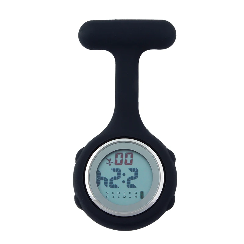 ALK цифровой силикон Медсестра часы кармашек для часов Часы «Щенячий патруль», подарок для врача больница госпиталь брошь с лацканами часы бренда дни недели и дата - Цвет: black