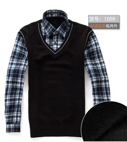 2014 Men Winter Shirt Casual Business wear slim fit Plus velvet Keep warm Layered Free shipping XY-D0001 1059 | Мужская одежда
