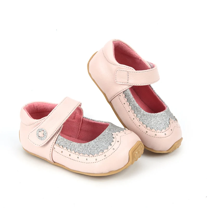 Tipsietoes/детская обувь для девочек и мальчиков; спортивные Нескользящие кроссовки с мягкой подошвой для детей; повседневные кроссовки на плоской подошве; розовые кожаные кроссовки с мягкой подошвой; Cuteshoe - Цвет: pink silver