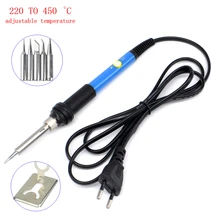 220V 60W Adjustable Temperature Soldering Iron Welding Solder Station Heat Pencil 6 pcs Tips EU Plug Hot Sale