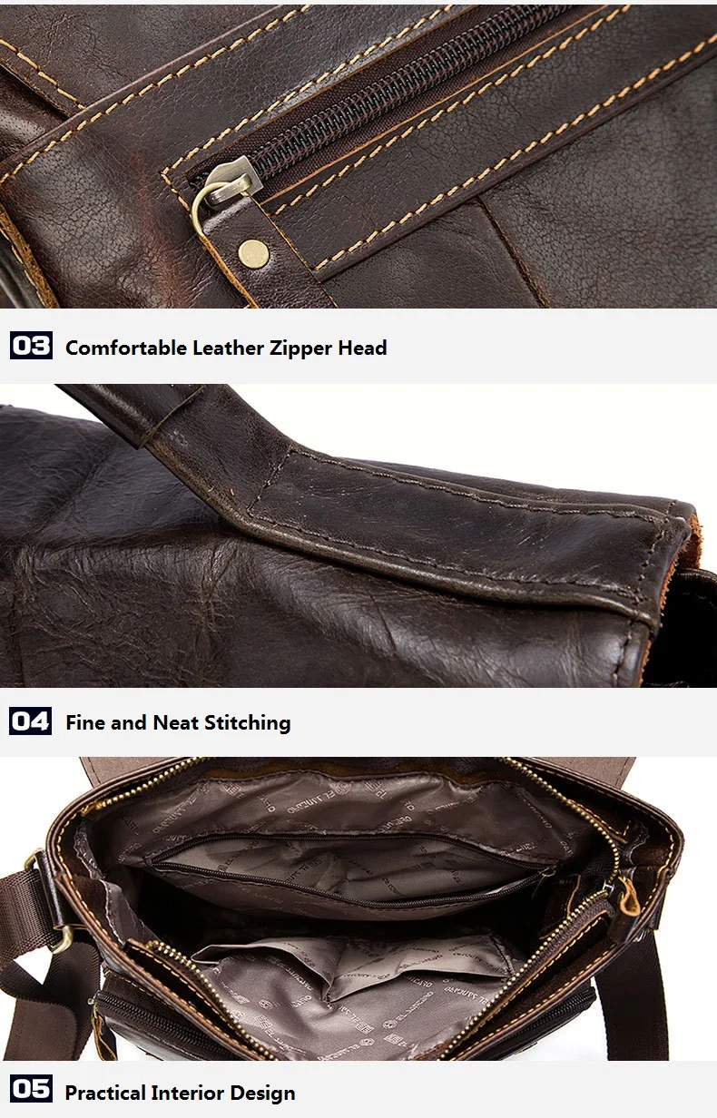 MJ Men's Bags High Quality Genuine Leather Messenger Bag Male Bags Original Real Leather Crossbody Bag Shoulder Handbag (13)