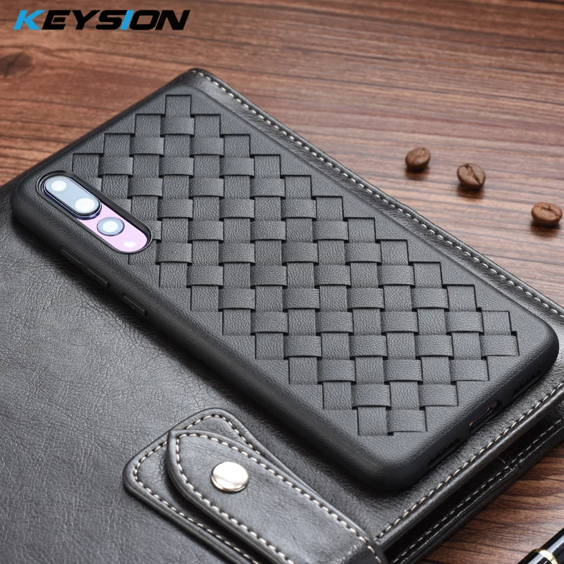 

KEYSION Luxury Pattern Case For Huawei P20 P20 PRO Grid Weaving Silicone Case For Huawei P20 Pro Ultra Thin Phone Accessories