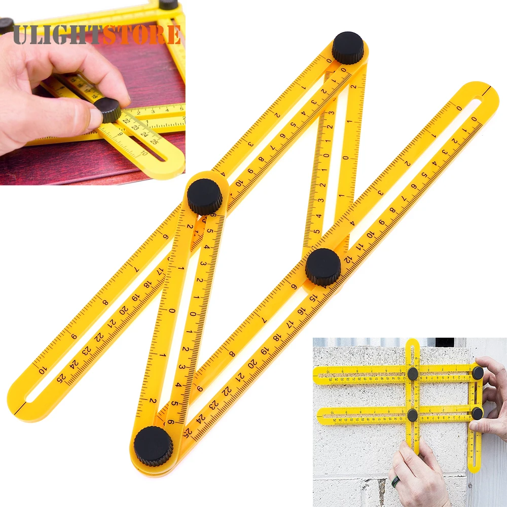 

25cm Multifunction Folding Angle Ruler Four-sided Measuring Tool Angle Finder Protractor Layout Plastic Ruler for Woodworking