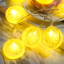 Светодиодный светильник с лимонами на батарейках для декоративной свадьбы, 20 светодиодный