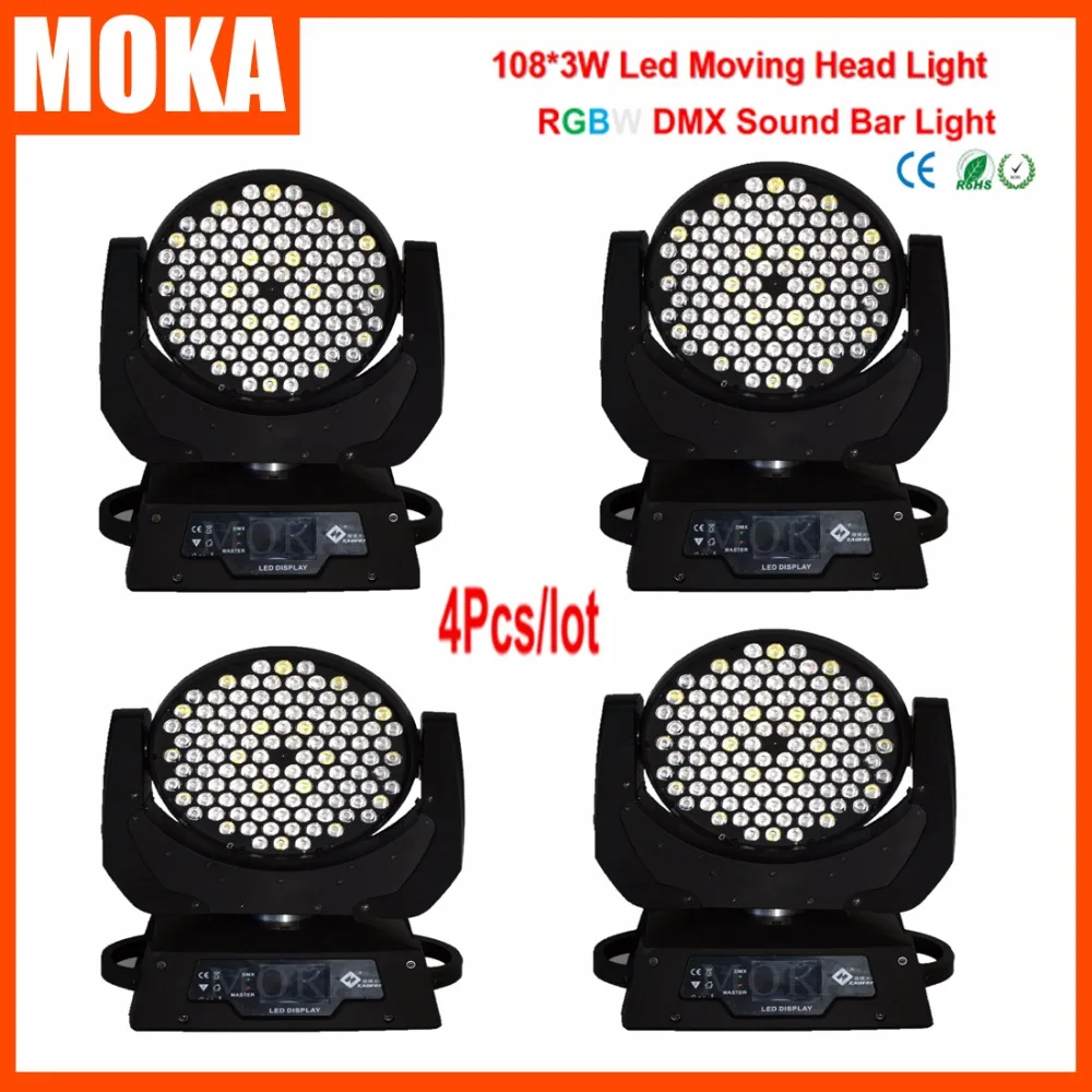 

4Pcs/Lot Moving Led 3w 108 Head Dj Indoor Stage Light RGBW Party Moving Projector Christmas Outdoor Effects With Flight Case