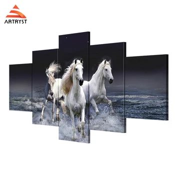 

10 sets of Artryst modern 5 canvas art painting suit with frame horse picture and poster painting HD print for home living room