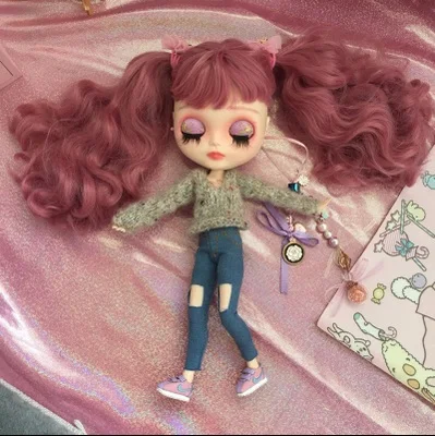 1/6 blyth кукольная одежда Pullip модные кукольные аксессуары свитер+ джинсы с дырками костюм 30 см bjd blyth кукольная одежда для Барби