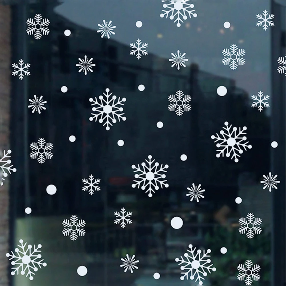 38 шт. Рождественская зимняя Снежинка Наклейка на стену на окно белый замороженный снег хлопья виниловая художественная Наклейка на окно s рождественские подарки