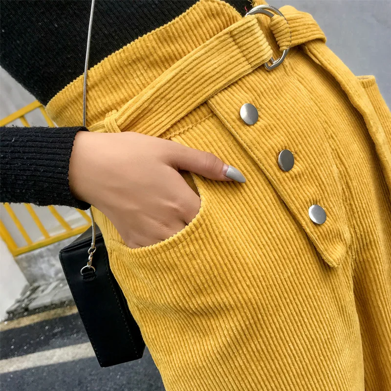 womens yellow corduroy trousers