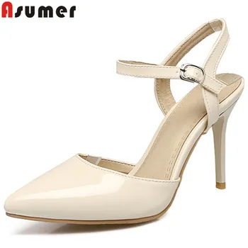 

Asumer 2020 new summer sandals pointed toe buckle super high thin heels shoes shallow elegant prom wedding shoes women sandals
