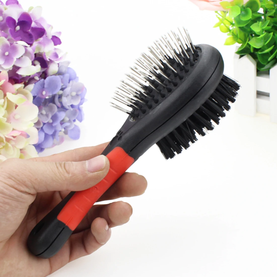 17.5cm x 6.5cm Double Sides Dog Cat Comb Deshedding Cleaning Massage
