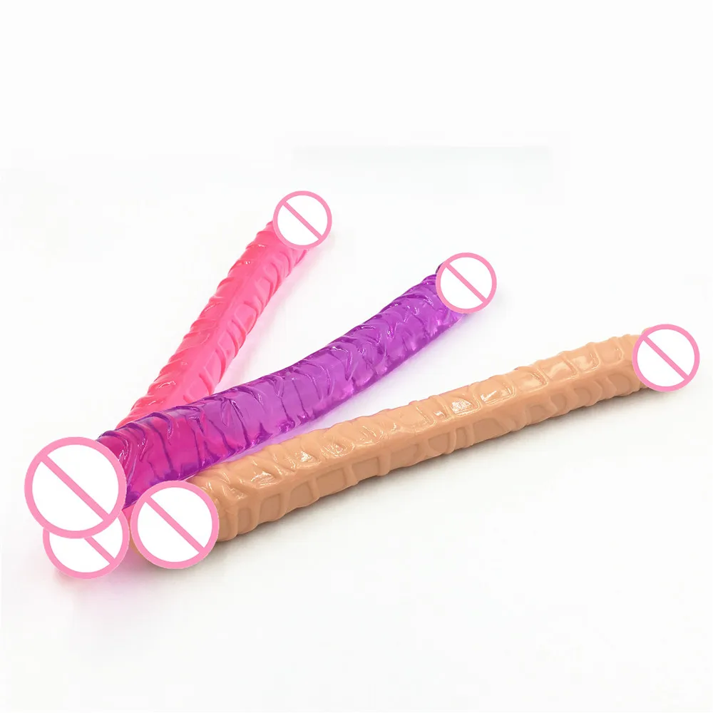 Long Dildos 370mm Flexible Soft Jelly Vagina and Anal Double Ended Dong Sex Toys Erotic Adult Products sex toys
