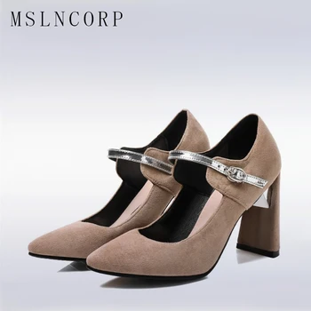 

Plus Size 34-46 High Quality Sexy Women Pumps Pointed Toe shoes summer women Buckle Strap pumps high heels ladies dress shoes