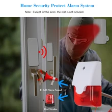 Мини звуковая сигнализация Проводная Стробоскопическая сирена стробоскоп мигающий красный светильник звуковая сирена для домашней безопасности охранная сигнализация 110dB