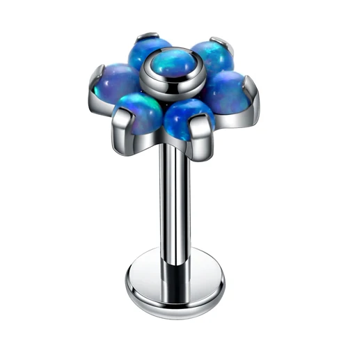 1 шт. G23 Титан опал кольца для губ цветочные серьги-гвоздики для пирсинга серьги в форме раковины пирсинг Лабрет кольца украшения якорь на тело ювелирное изделие для тела - Окраска металла: OP05 Blue