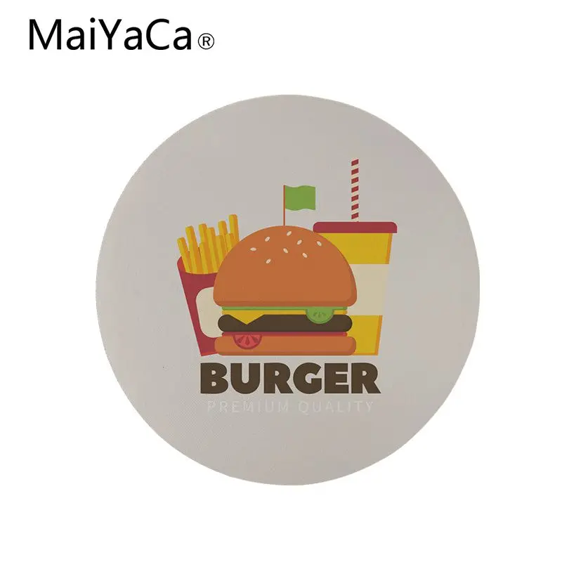 MaiYaCa мой любимый бургер с зеленым знаком DIY Дизайн Шаблон игра пользовательский коврик для мыши дизайн игровой компьютер круглые коврики для мыши