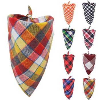 

Fashion Dog Bandanas Plaid Adjustable Pet Dog Puppy Cat Neck Scarf Neck Decor 100% Cotton Collar Neckerchief For Dog Accessories