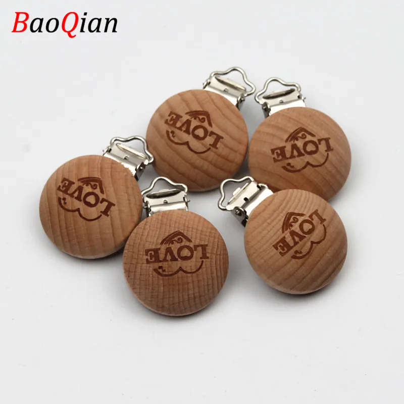 

5pcs LOVE Beech Baby Pacifier Clips For Child Teething Nipple Chain Holder DIY Accessories 3.5x5cm