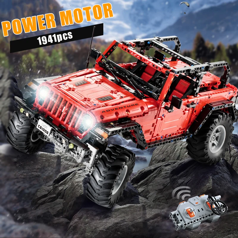 

1941pcs RC Car SUV Jeep Wrangler Rubicon Model Set Building Blocks Brand Technic Motor Power off Road Vehicle Kids Truck Toys