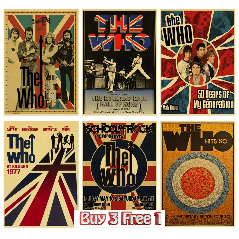 

The who rock band music posters Home Wall Decoration Kraft Paper poster Wall Painting Poster