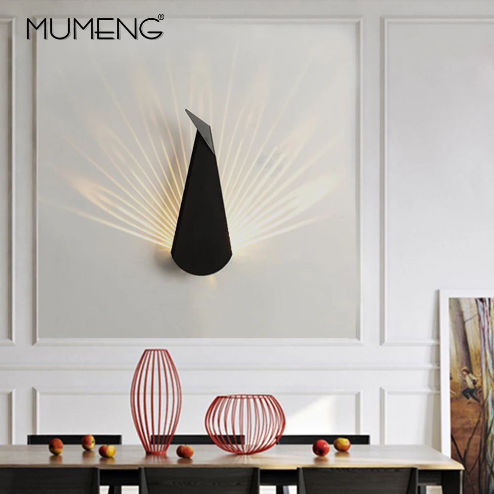 

Nordic creative Individual peacock lighting decorative wall lamp nordic modern simple light for living room bathroom restaurant