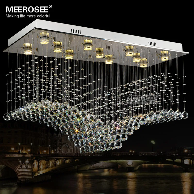 

Rectangle Crystal Ceiling Light Fixture Ceiling K9 Crystal Lamp lampara techo Lustres de sala for Living room free shipping