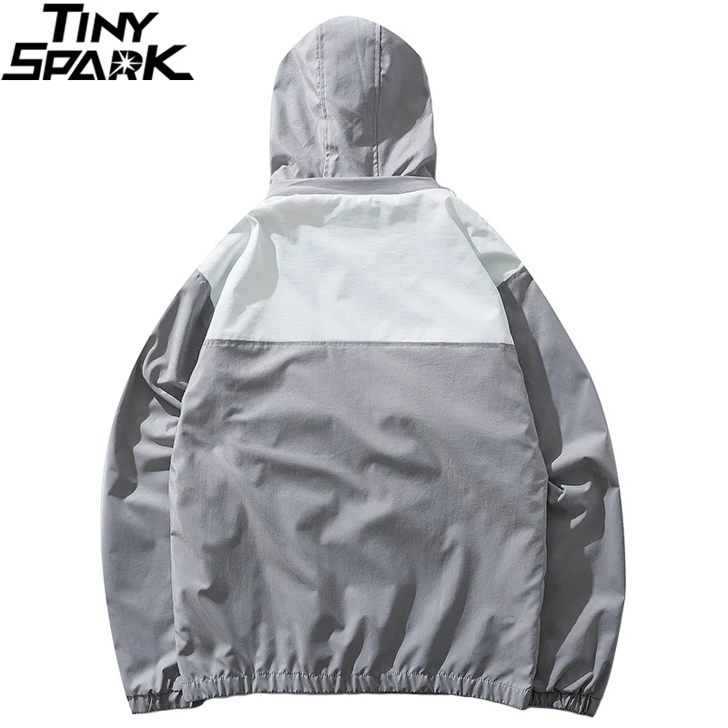 Men Hip Hop Streetwear Hooded Jacket Coat Retro Spring 2019 Harajuku Jacket Windbreaker Color Block Zip Up Track Jacket Hoodie Men Hip Hop Streetwear Hooded Jacket Coat Retro Spring 2019 Harajuku Jacket Windbreaker Color Block Zip Up Track Jacket Hoodie