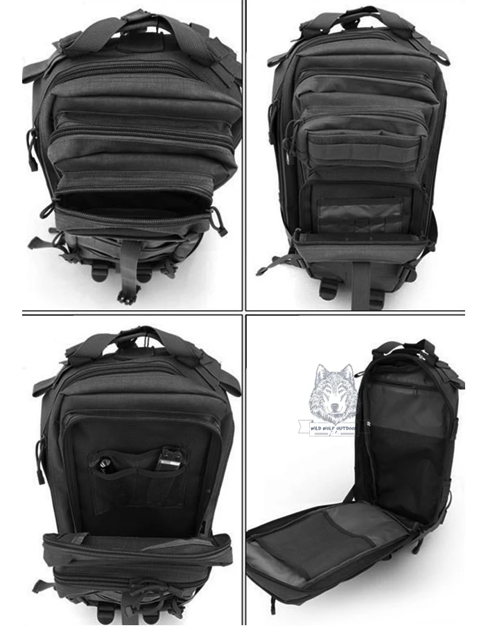 Дорожный набор Molle Одноцветный нейлоновый унисекс уличный Военный Тактический 3P
