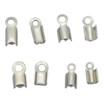

100pcs/lot Stainless Steel Cord End Crimp Caps Silver Tone Crimp Beads Fastener Connector Fit DIY Leather Cord Jewelry Findings