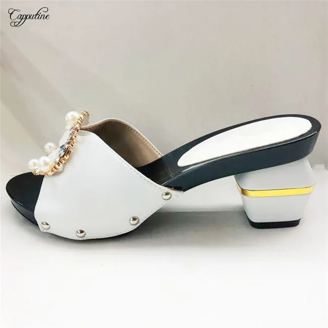 

Elegant high heel slipper shoes decorated with nice pearls for party CFS26 ,size 38-44, 6 color on sale